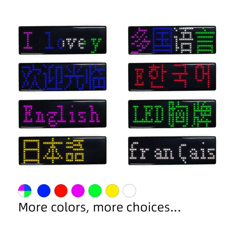 Insignia Digital LED multilingüe, recargable por USB, programable, bricolaje, insignia de nombre de texto HD, etiqueta LED enrollable, módulo de señal, luces de visualización