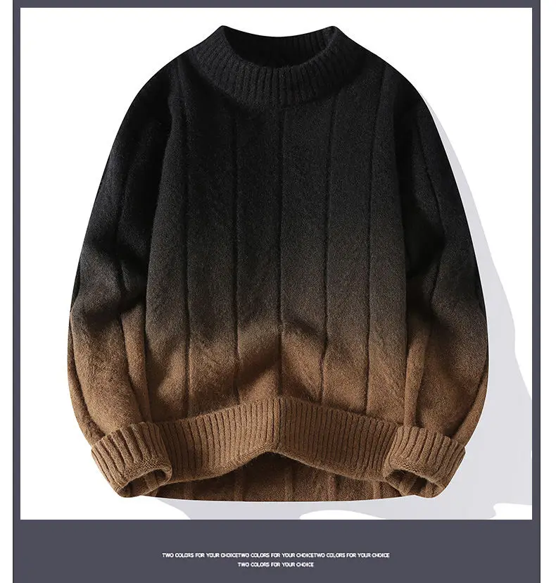 Farblich passende Strickpullover für Herren/Herren, lockerer Rundhals-Langarmpullover, hochwertiger Herrenpullover, 4XL-M