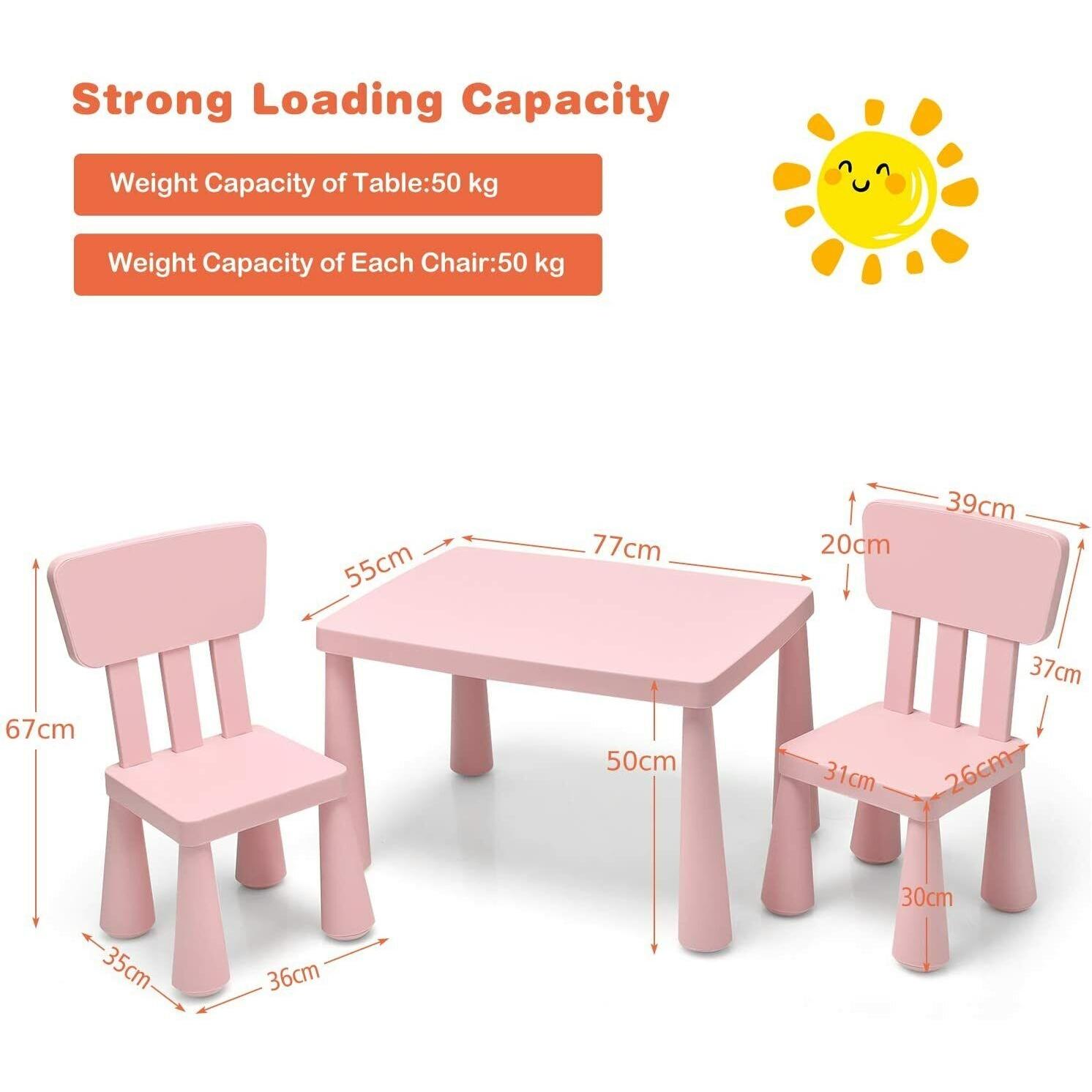 DORTALA 3 Pcs Kids Table and Chair Set Toddler Activity Center Children Writing Desk