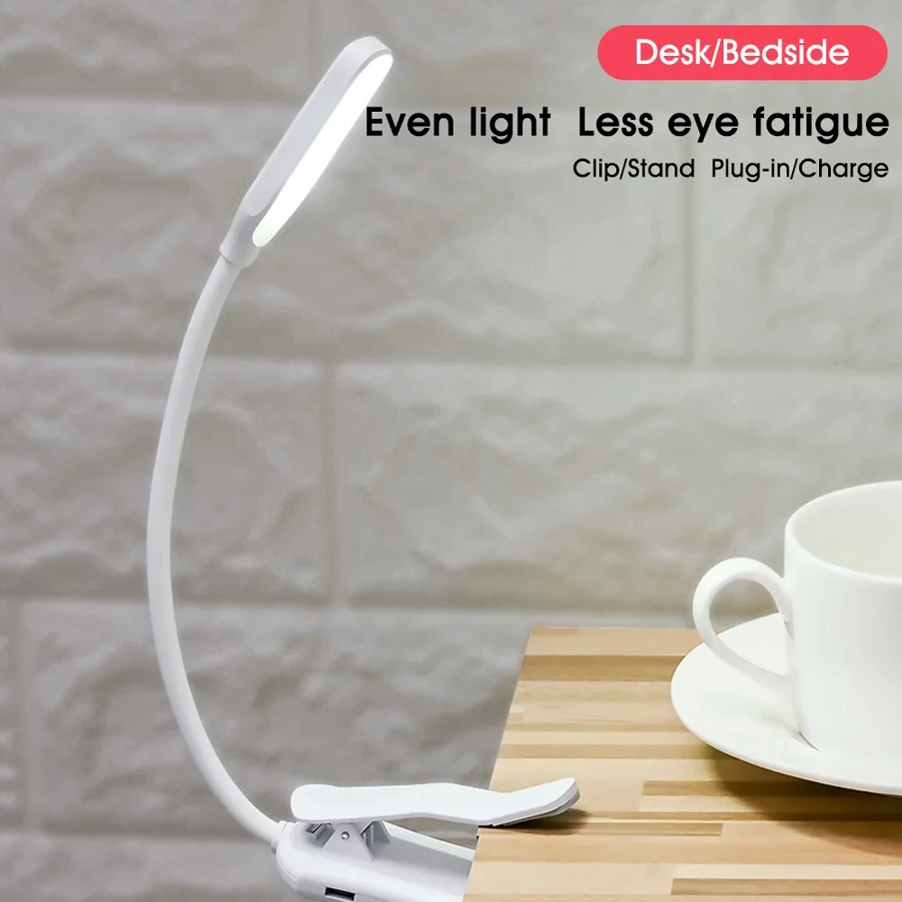 Lampka do czytania z 7 diodami LED, ładowana przez USB, 3-stopniowa lampka do czytania z ciepłym, chłodnym światłem białym, przenośna, elastyczna, łatwa do mocowania lampka nocna do czytania