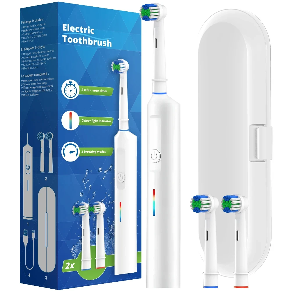 Intelligente rotierende elektrische Zahnbürste, wiederaufladbare rotierende Zahnbürstenköpfe, kompatibel mit Oral B Ersatzbürstenköpfen