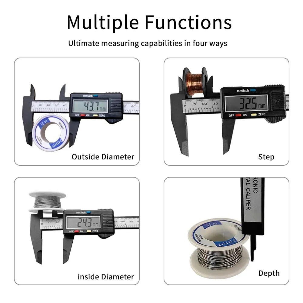 Calibrador Digital electrónico de 150mm y 100mm, calibrador Vernier con esfera de fibra de carbono, micrómetro, herramienta de medición, regla Digital