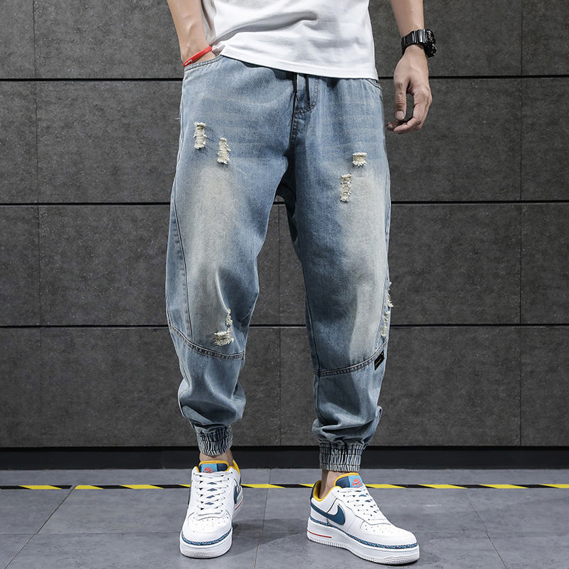 2023 neue Hip Hop Harem Jeans Hosen Männer Lose Jogger Denim Casual Jogginghose Korea Knöchel Länge Hosen Streetwear Männliche Kleidung