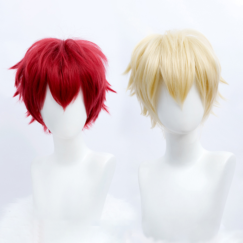 Pelucas cortas sintéticas corte de lobo con flequillo peluca de fiesta de Cosplay picante para hombres mujeres rosa rojo azul púrpura estilo coreano peluca de hombre MUMUPI