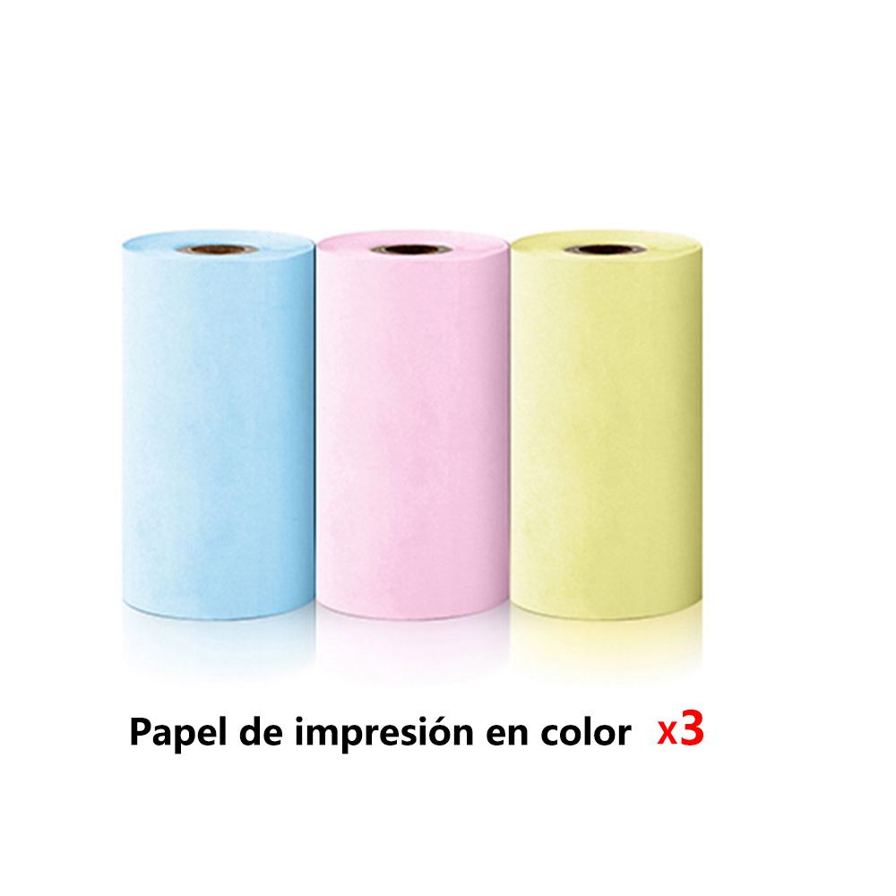 Mini impresora de papel térmico, etiqueta adhesiva colorida, papel autoadhesivo para foto inalámbrica Bluetooth, impresora sin tinta de 57mm