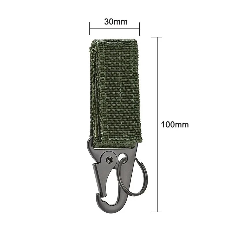 2 stücke Taktische Hängende Schnalle Molle Nylon Gurtband Karabiner Gürtel Dreieck Schlüsselbund für Outdoor Klettern Camping Werkzeug Zubehör
