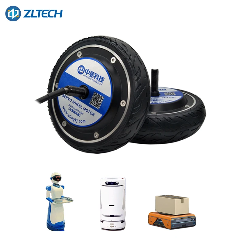 6.5inch 24V 250w Low Speed High Torque 200RPM 6.5 N.m 150kg AGV Load Gearless Hub Servo Motor With CE Approval