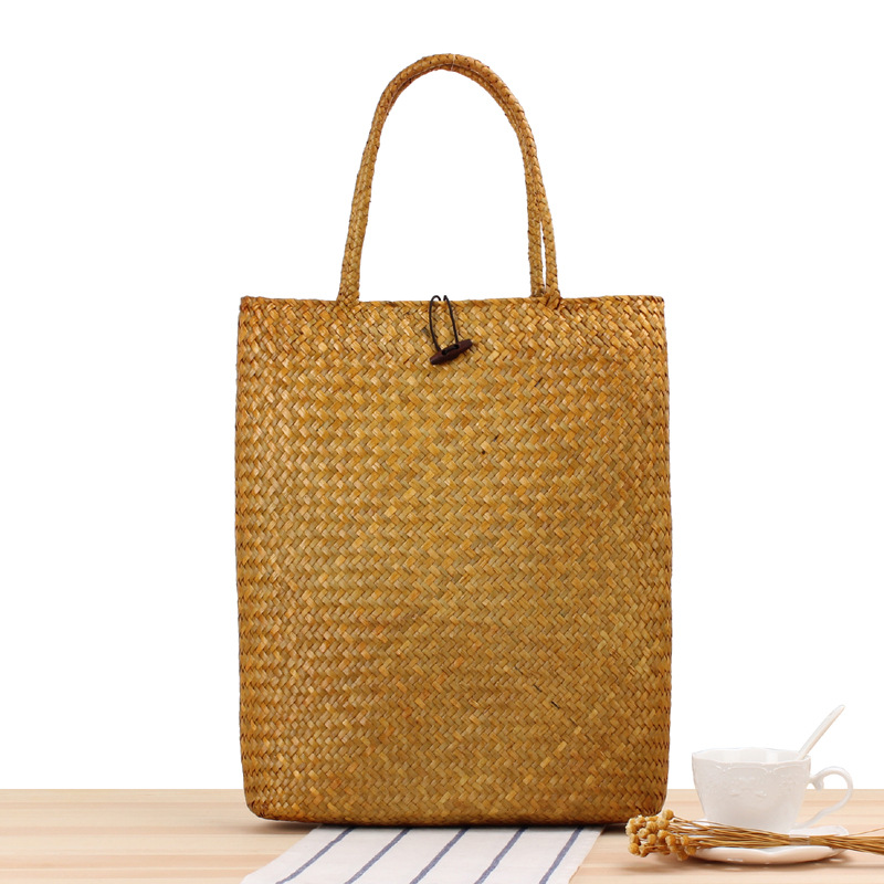 Bolsas de vime para mulheres, bolsa de ombro tecida para senhora, viagem de praia, bolsas femininas, verão
