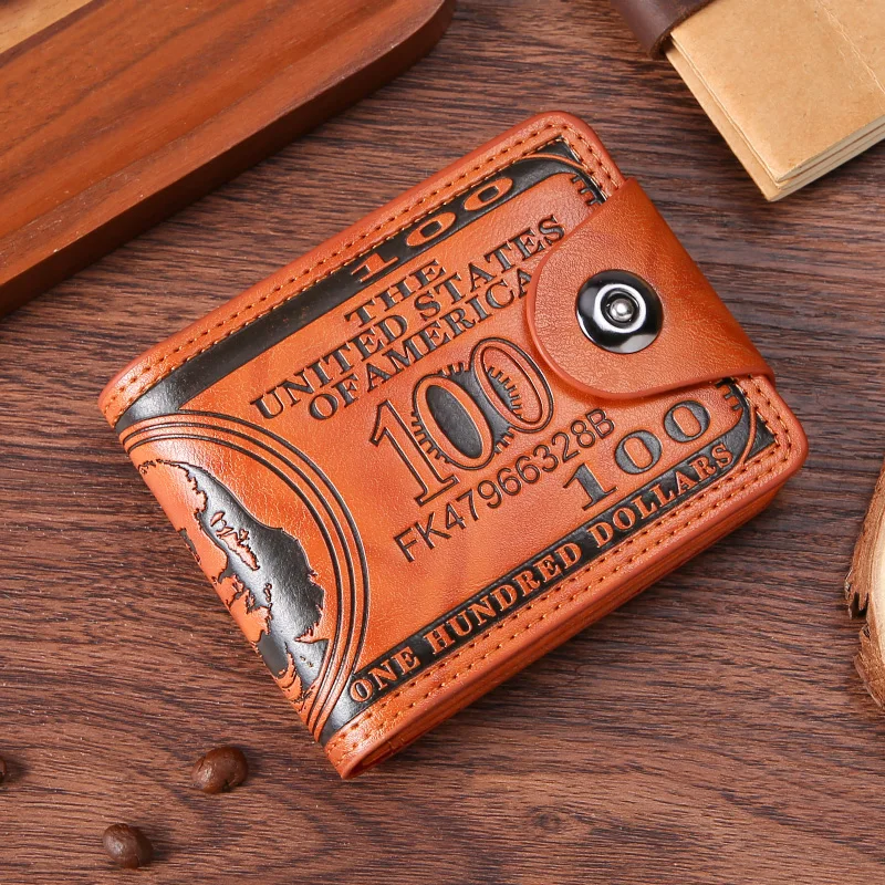 Carteras para hombre con patrón de dólar, cartera de cuero para hombre, tarjetero para fotos, cartera de gran capacidad a la moda, bolso