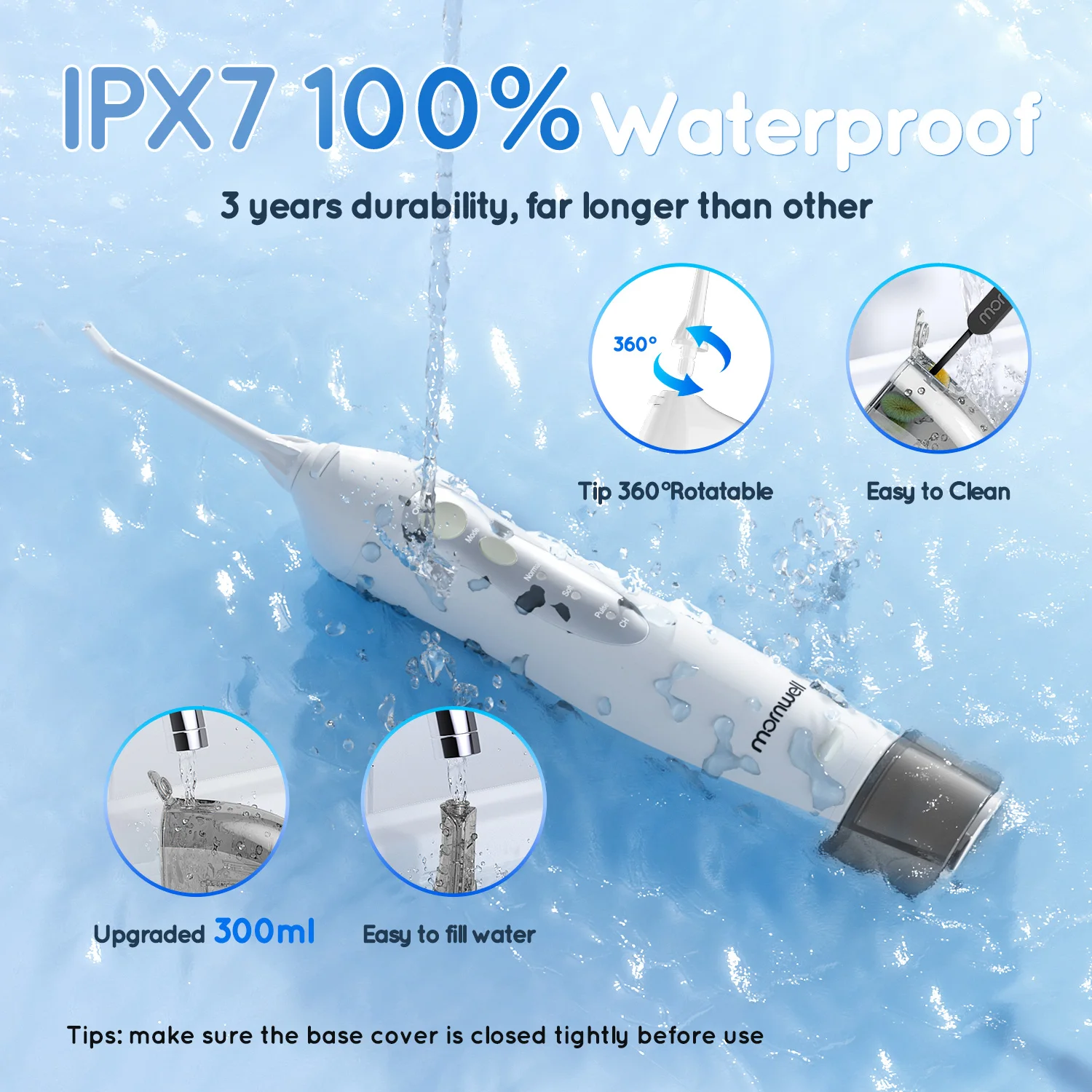 Acqua Flosser Dentale Plettri Per Denti 4 Getti 3 Modalità Portatile Senza Fili D52 Acqua Flosser per Detergente IPX7 Impermeabile Plettri Orale