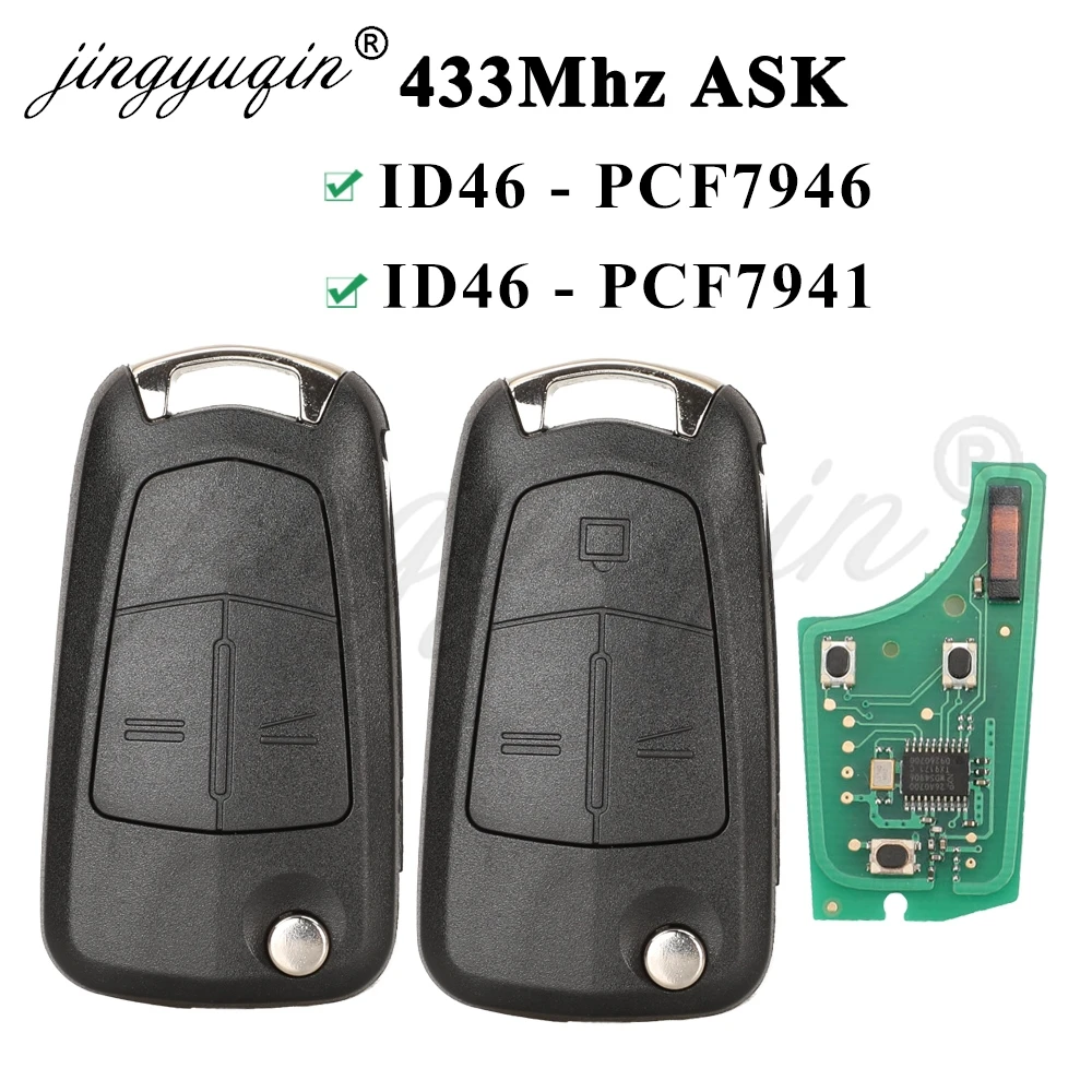 Jingyuqin Flip Afstandsbediening Autosleutel 433Mhz Voor Opel/Vauxhall Astra H 2004-2009 Zafira B 2005-2013 Vectra C 2002-2008 Corsa D 2007-2012