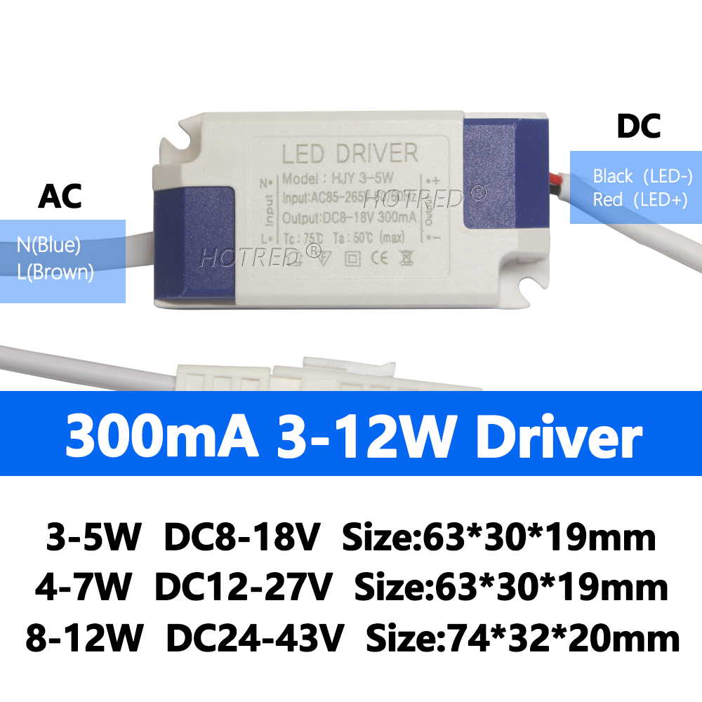 LED ドライバ 300mA 280mA 1 ワット 3 ワット 5 ワット 7 ワット 12 ワット AC 110 V 220 V に DC9 V 12 V 15 V 21 V 24 V 48 V 照明トランスパネル天井ランプストリップ
