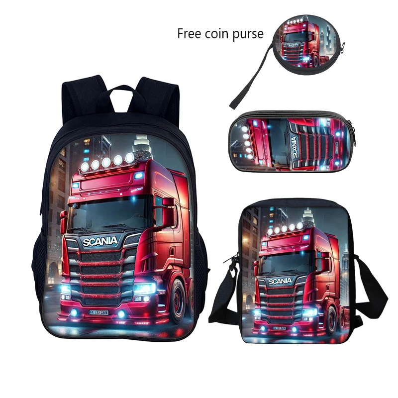 SCANIA juego Anime niños mochila escolar niños bolsas de lápices caja de papelería portátil mochila niños regalos de tres piezas