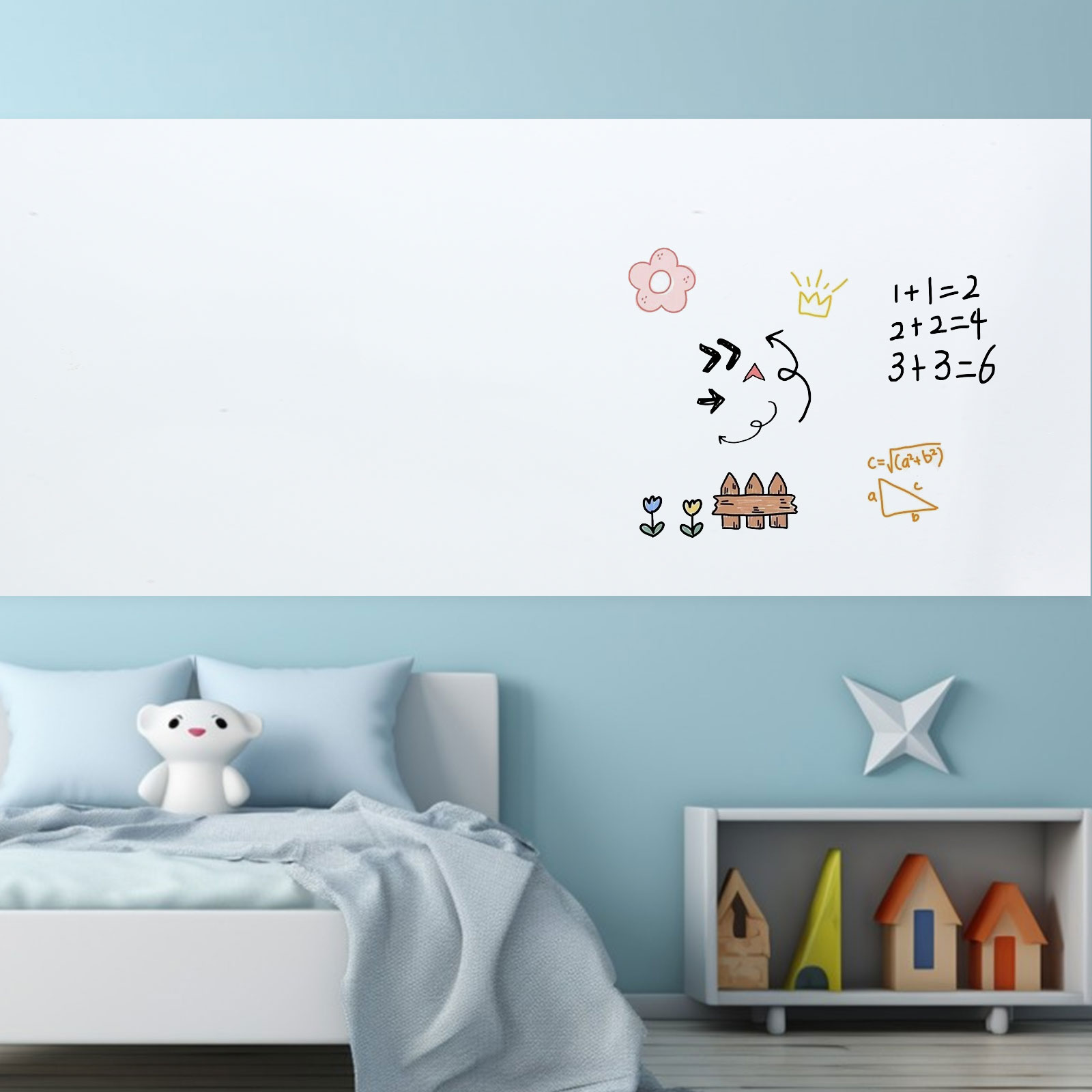 Dry Erase Board Wall Sticker - Premium Static Cling, No Damage To Wall, Easy To Clean And Reuse - Perfect For Home, School And