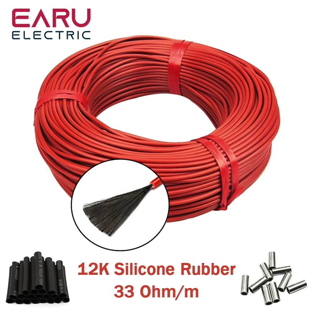100/200 เมตรอินฟราเรดอุ่นชั้นสาย 12K 33ohm/m ไฟฟ้าคาร์บอนความร้อนลวดขดลวด 3.0 มม.เส้นใยลวดชั้นสายด่วนหนา
