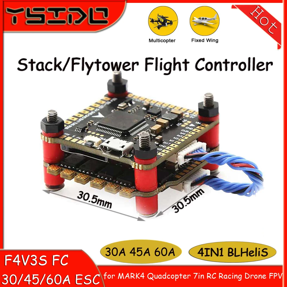 Carte contrôleur de vol F4V3S F4 V3 V3S PLUS David, baromètre OSD BLS 30A 45A 60A ESC pour importateur RC MARK 4 quadrirotor 7 pouces, course FPV