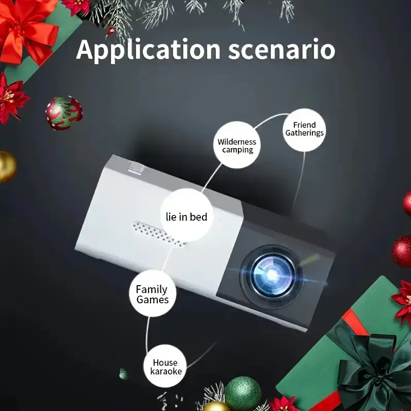 Projetor inteligente portátil HD 1080P - Ideal para home theater e uso externo, compatível com telefones celulares perfeitos para festas