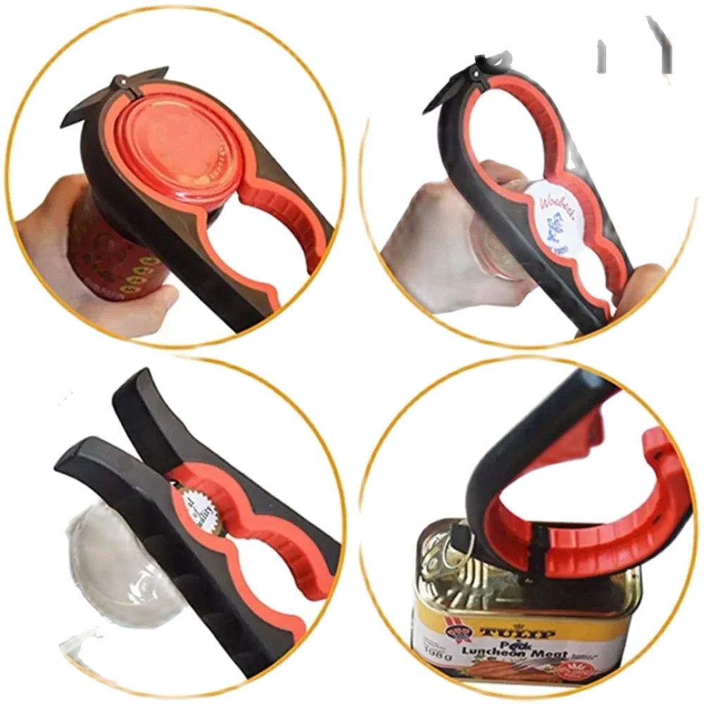 Apriscatole multifunzione 4 in 1 – Twister per tappi di bottiglia con manico antiscivolo per lattine e bevande