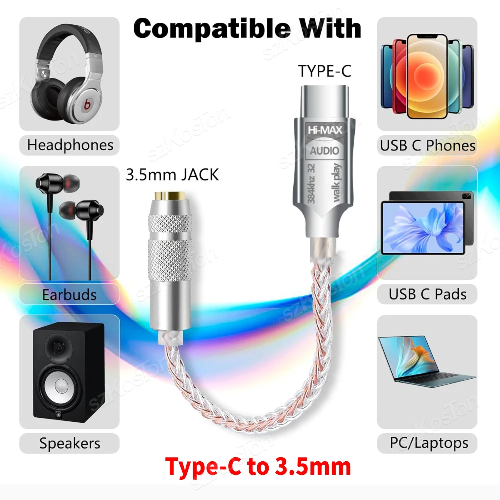 Type C to 3.5mm Audio Interface CB1200AU DAC HiFi Headphone Amplifier Audio Decoder IEM AMP Smartphone Adapter