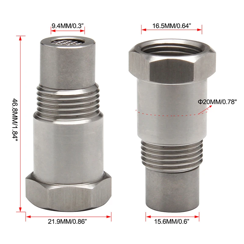 Adaptador do sensor do oxigênio do aço inoxidável, espaçador do sensor do O2, conversor catalítico do Bung, luz da verificação do motor, M18 X 1.5, 1PC