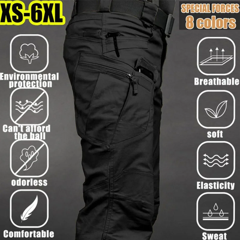 Calças de carga tática masculina 6xl plus size ao ar livre casual calça esportiva caminhadas pesca à prova dwaterproof água multi-bolso calças masculinas