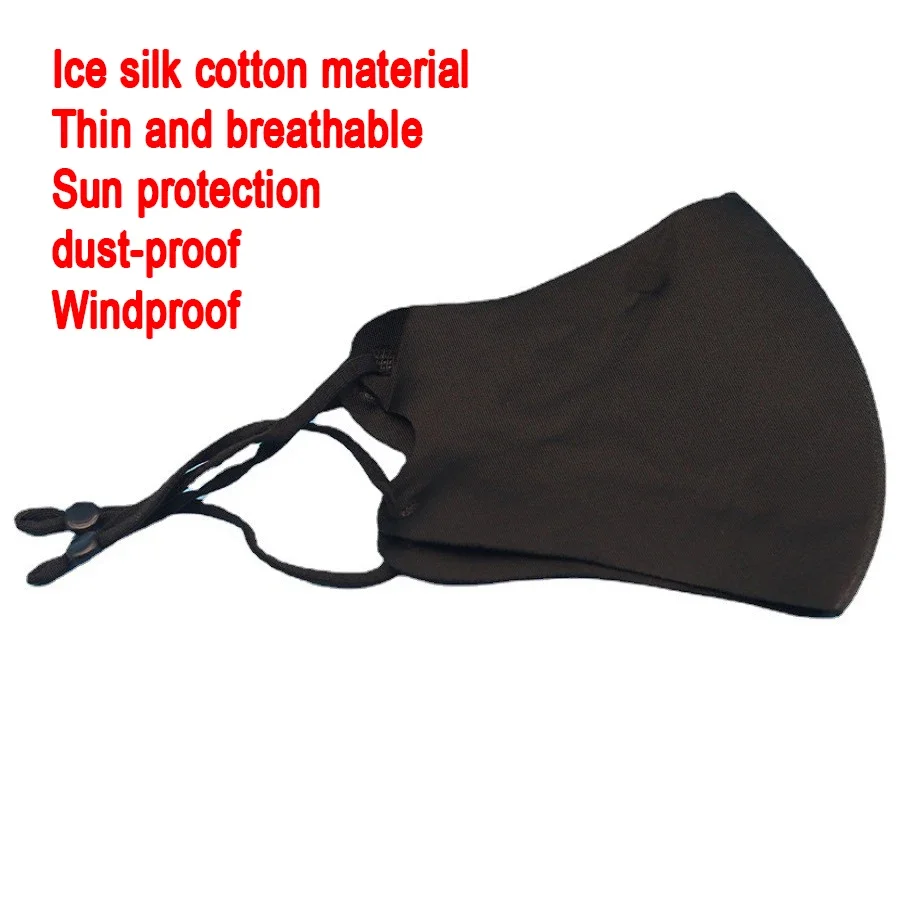 10個diyカスタムロゴのフェイスマスク調節可能洗えるアンチダスト顔アイスシルクの口マスク通気性夏の保護フェイスマスク