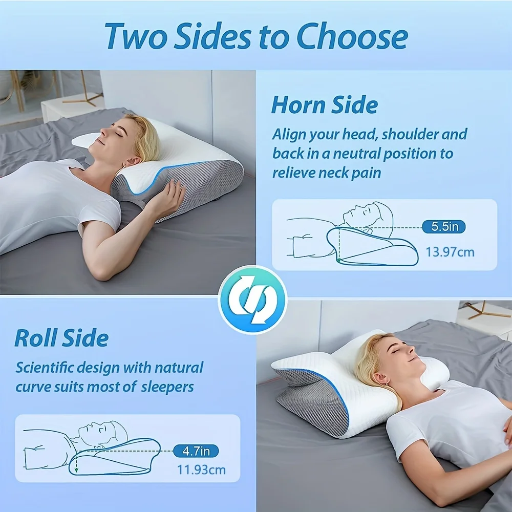 Memory Foam Pillows Butterfly Shaped Relaxing Cervical Slow Rebound Neck Pillow Pain Relief Sleeping Orthopedic Pillow Beding