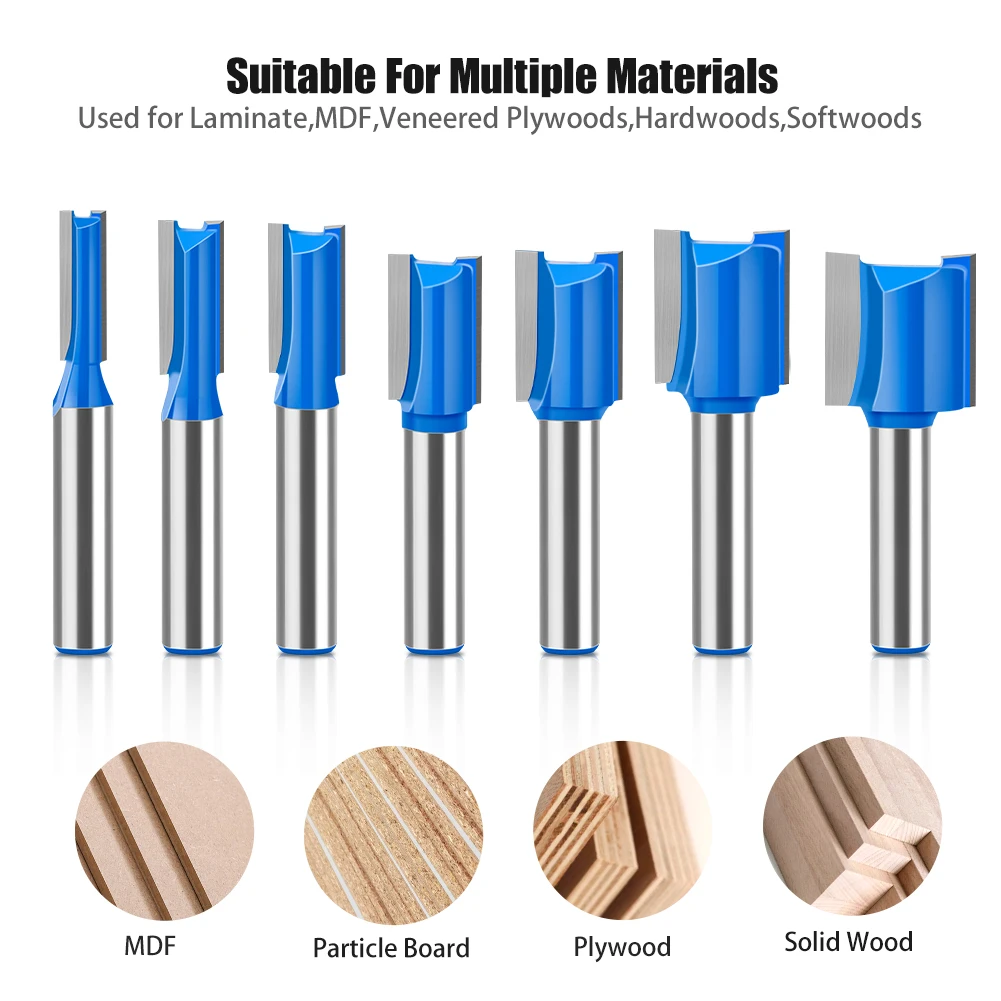 1 PC 8mm Shank 3 มม.-20 มม.ตรงบิตทังสเตนคาร์ไบด์ขลุ่ยคู่ Router Bits เครื่องตัดไม้ไม้เครื่องมือ