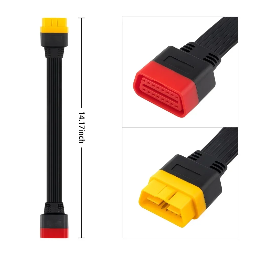 16 pinos macho para 16 pinos fêmea obd 2 obd ii conector de extensão para cabo de extensão de diagnóstico automático 14 polegadas