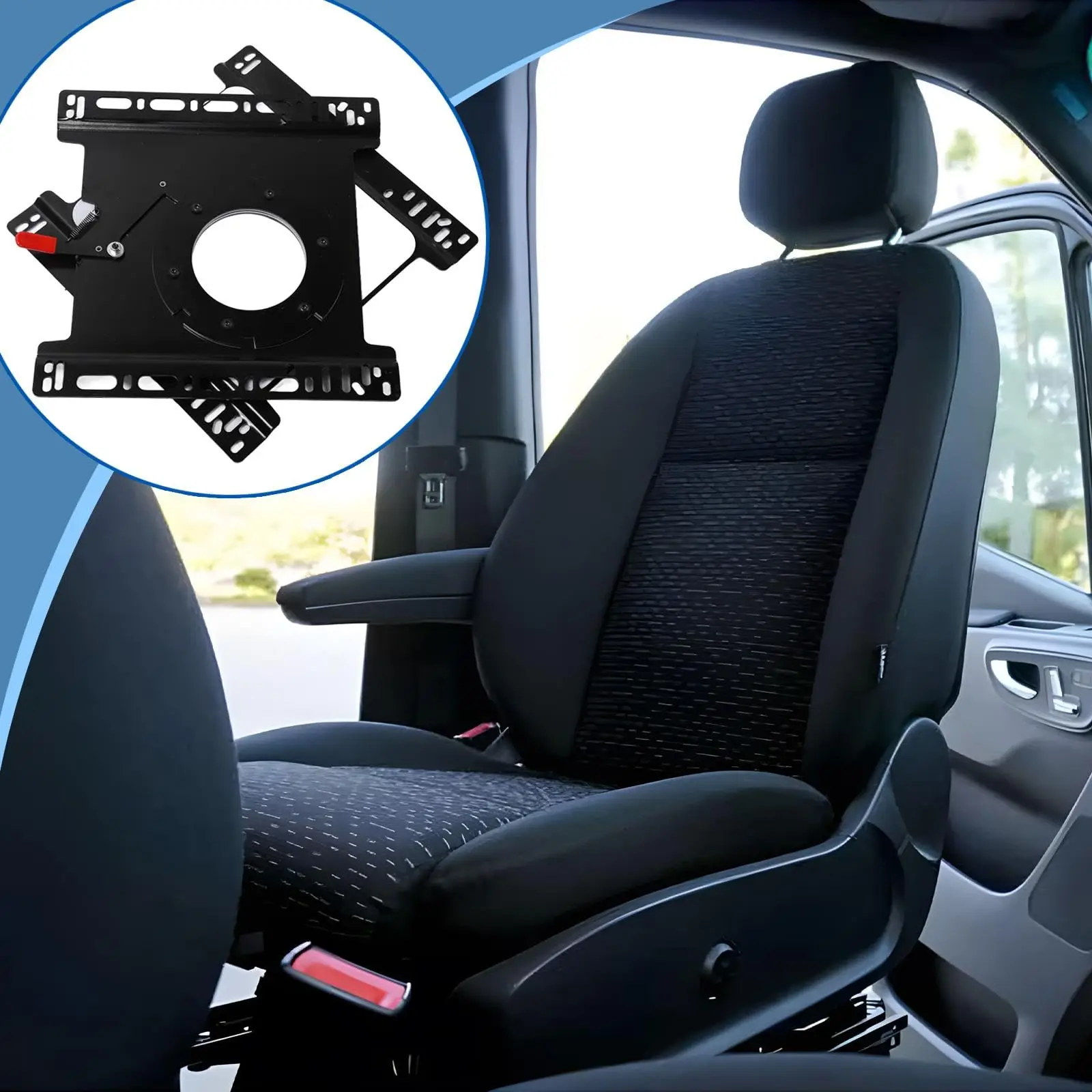 Universeller Wohnmobil-Sitz, drehbarer Sockel, T5, T6, robuste Stahlplatten-Sitz, drehbare Basis für Wohnmobil, Wohnmobil, Bus, 360 Grad drehbar