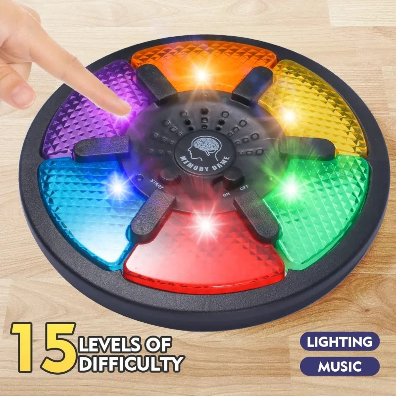 Console de jogo de treinamento de memória de brinquedo educacional das crianças, jogo de memória eletrônico portátil luz som jogo interativo criativo
