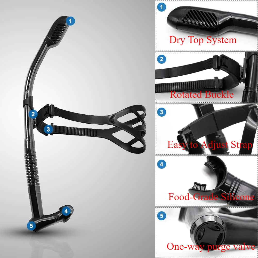 Swim Snorkel for Training Swimming Front  Dry Snorkel Lap Swimming Diving Snorkeling, Pool Open Water