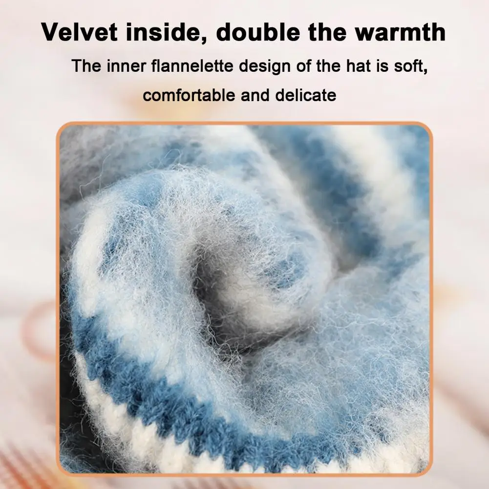 Warm Winter Gloves Winter Outdoor Cycling Dome Neck Wrap Set with Thick Plush Ball Decor Beanie Scarf Gloves Unisex for Weather