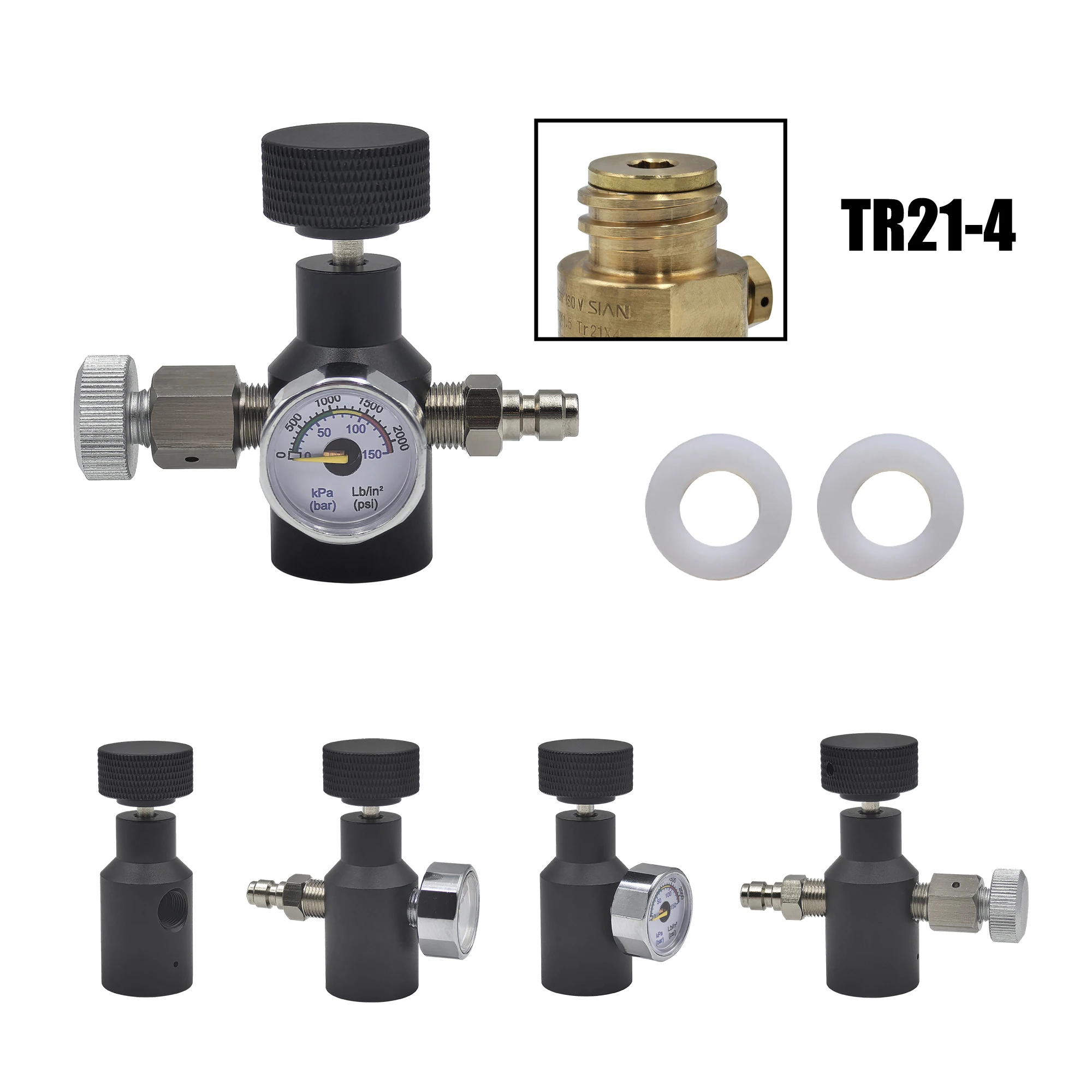 HPA Universal Fill Adapter for TR21-4 Thread Valve Carbon Dioxide Cylinder Bottle Soda Water CO2 Refill Station Gauge Vent