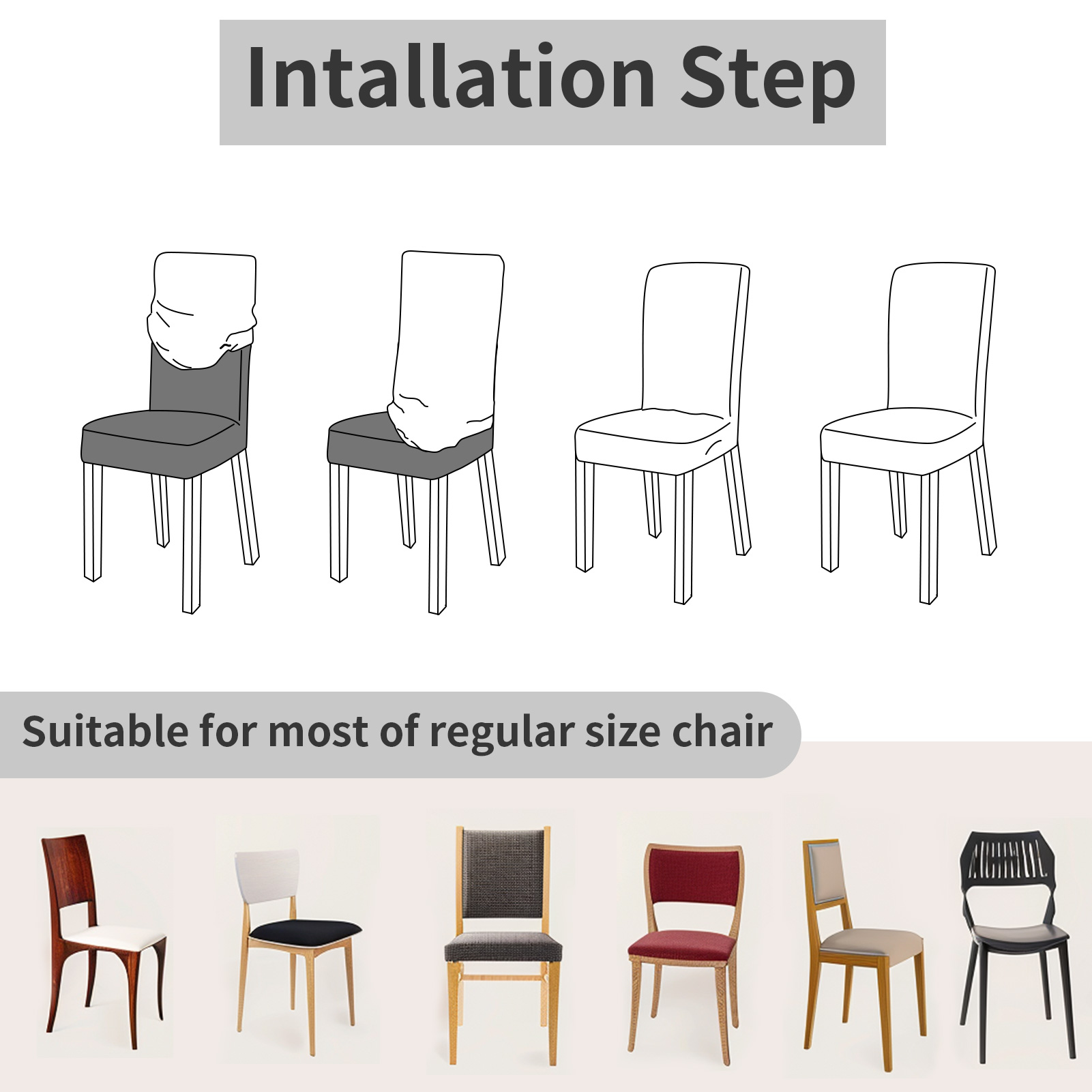 Dining Room Chair Cover Set of 8/4 High Stretch Slipcover Removable NonSlip Seat Protector for Home Party Hotel Wedding Ceremony