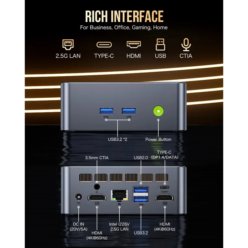 GMKtec M3 Plus Мини-ПК Игровой компьютер Core I9-12900HK Mini Host DDR4 SSD Win 11 Pro Настольный ПК Компьютер