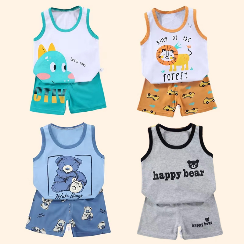2PCS Kinder Sets Kinder Kleidung Weste Anzug Sommer Kinder Kleidung baby Baumwolle T-Shirts Shorts Tank Top Jungen Mädchen Ärmellose