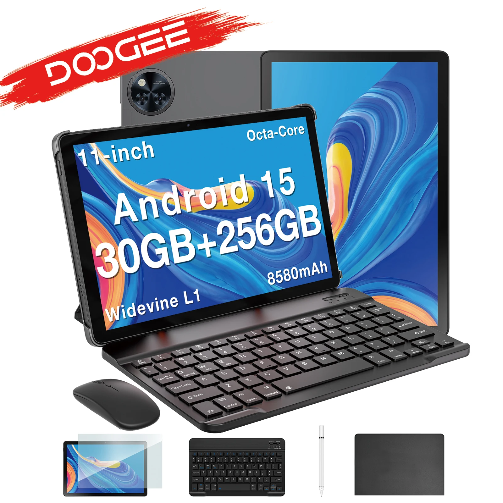 Global Versie DOOGEE U11 Pro Android 15 Tablet PC 11 inch Ultrahelder 90Hz Display 30GB (6 + 24) 256GB 8580mAh Batterij Tablet
