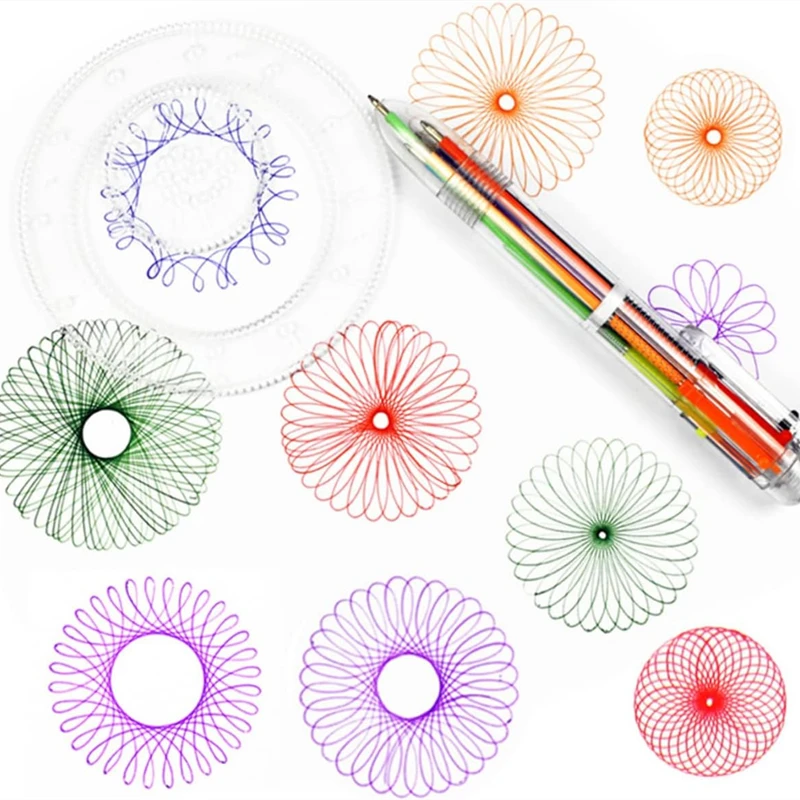 22-1PC Funny Spirograph Drawing Toys Interlocking Gears Wheels Geometric Ruler Drawing Accessories Creative Educational Kids Toy