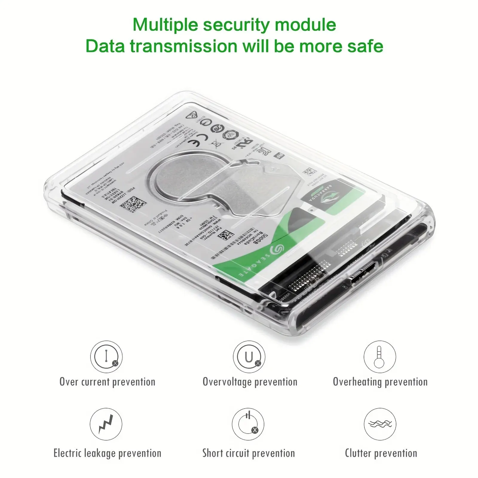 USB3.0 Externes Festplattengehäuse 5 Gbit/s 2,5 Zoll transparentes Festplattengehäuse Festplattengehäuse SATA HDD SSD Aufbewahrungskoffer für Laptop PC