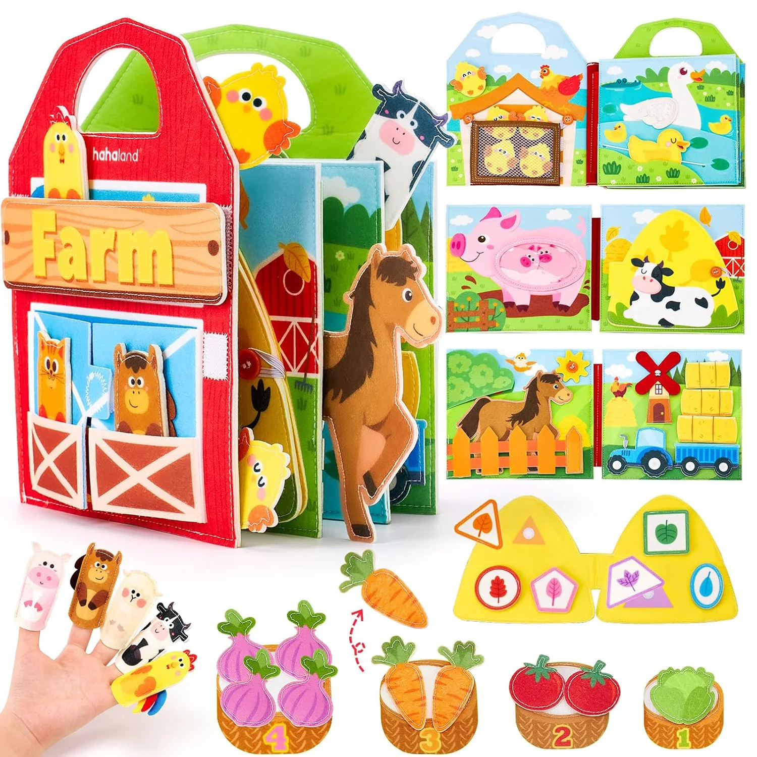 Juguetes Montessori para niños pequeños, tablero ocupado, escena de animales de granja, juguete de actividad para contar historias, libro silencioso, actividad de fieltro, juguete sensorial educativo