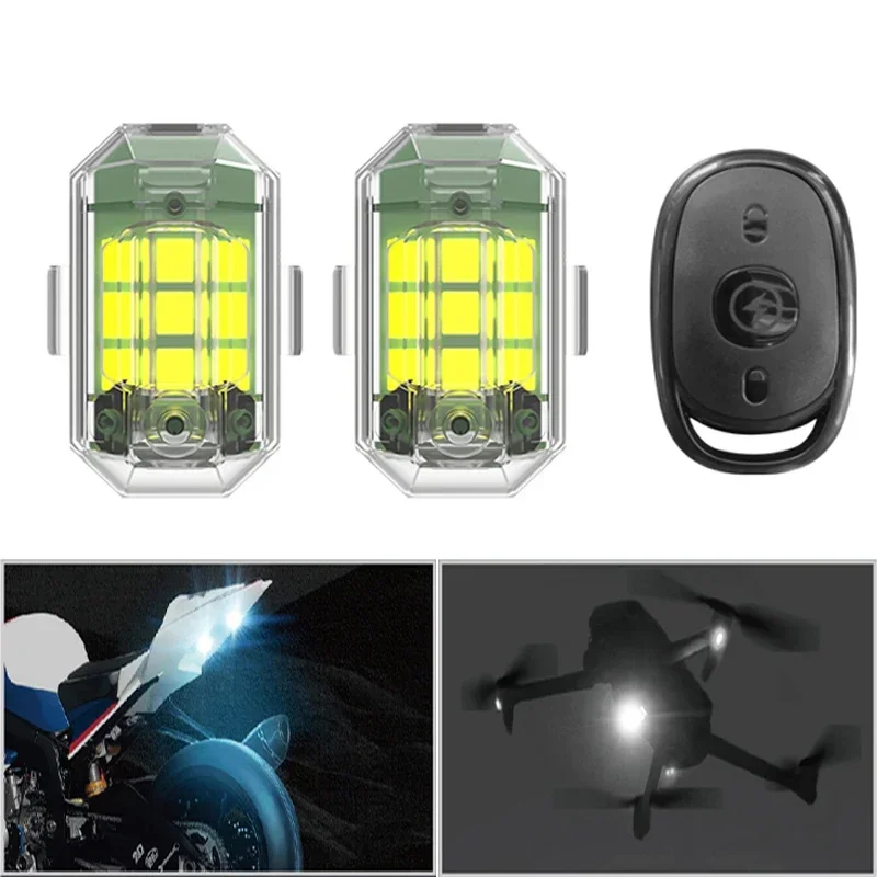 4 pçs sem fio led drone luz estroboscópica para motocicleta carro bicicleta controle remoto anti-colisão luz de advertência luz de sinal