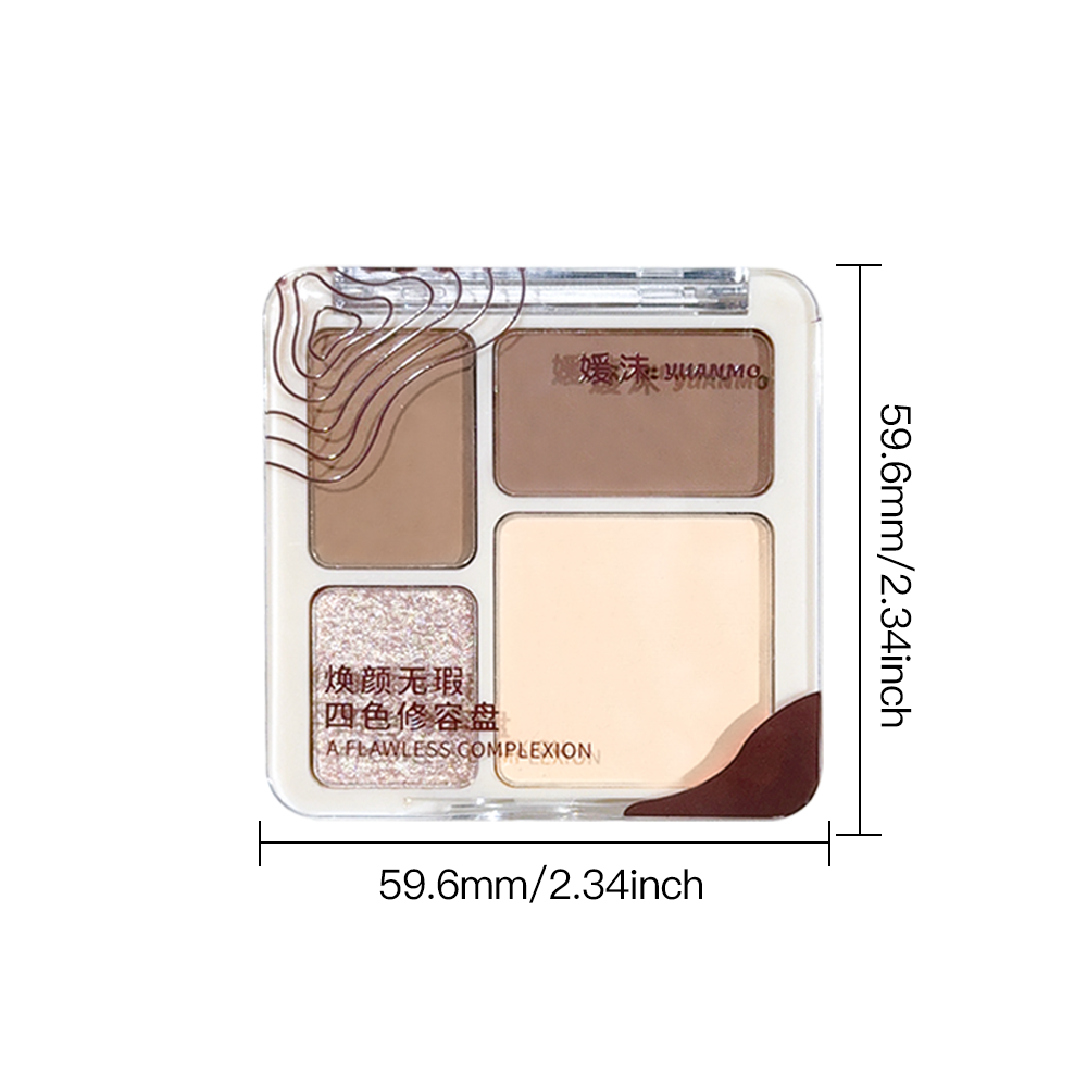 Three-dimensional facial four-color highlight contour palette,matte long-lasting brightening three-dimensional contour cosmetics