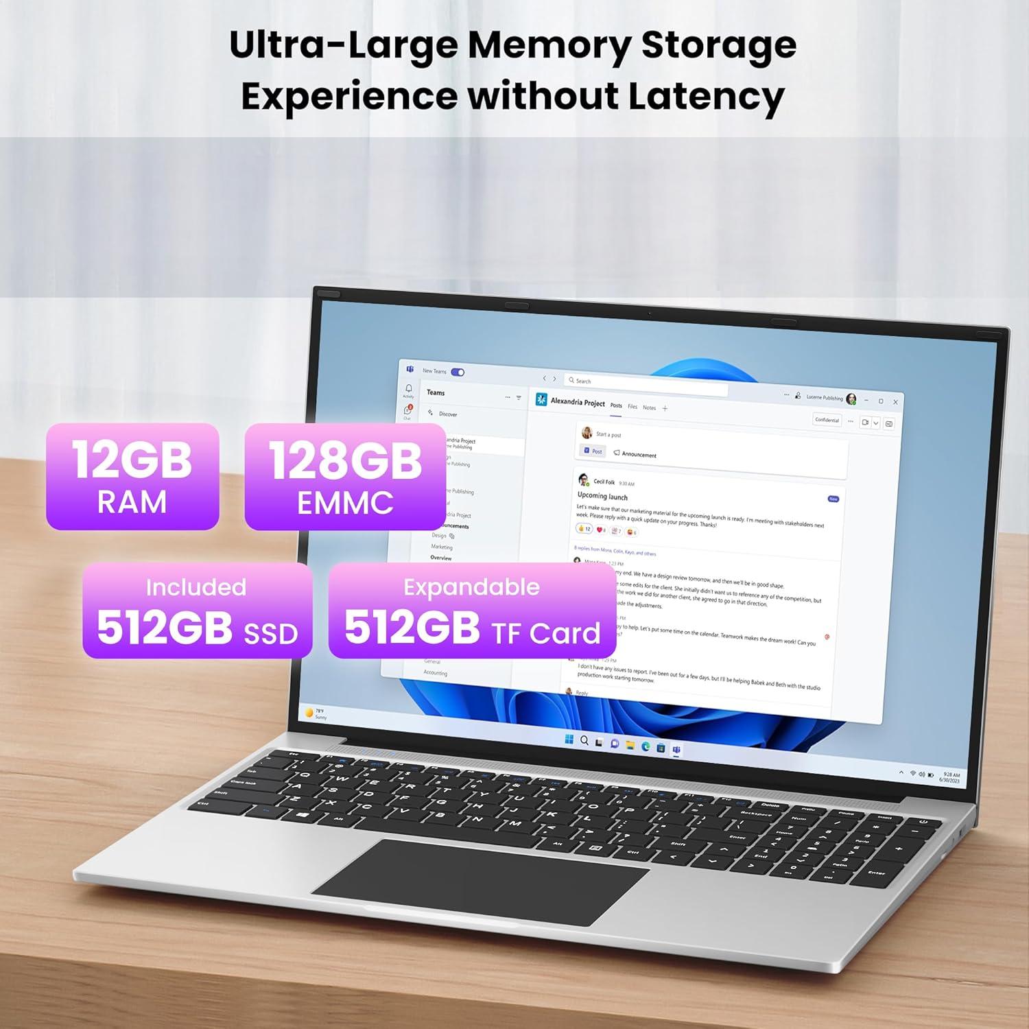 Jumper S7max Laptop 16 Zoll Intel Celeron 5305u 12GB RAM 128GB emmc 512GB SSD Windows 11 Notebook leichte Business-Computer