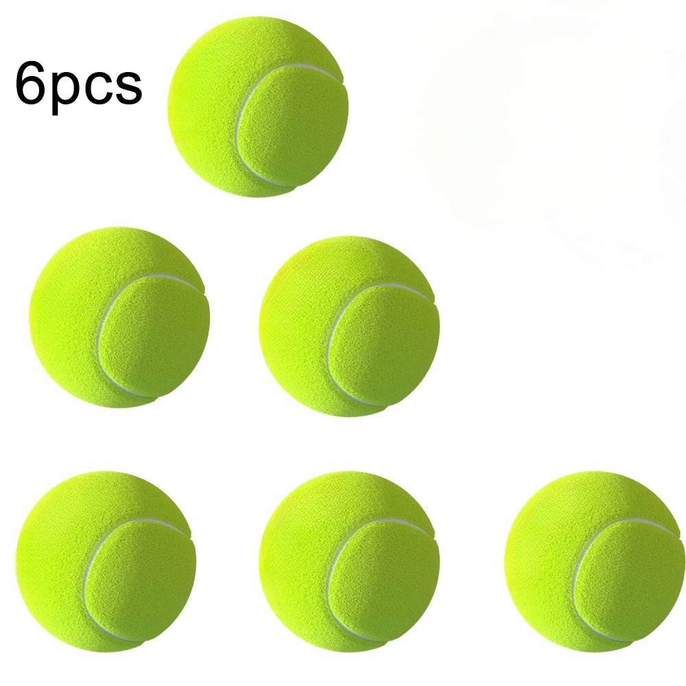 6 pçs bolas de tênis com malha saco de transporte bola prática alta elasticidade cão de estimação jogando bolas treinamento ao ar livre competição esportiva