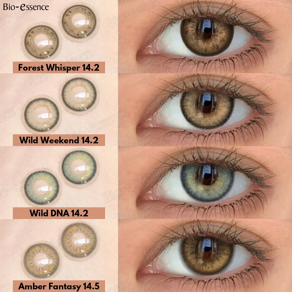 Bio-essence farbige Kontaktlinsen für die Augen, natürliche braune Augenlinsen, graue kontaktgrüne Linsen, blaue Linsen, modische Linsen, 1 Paar