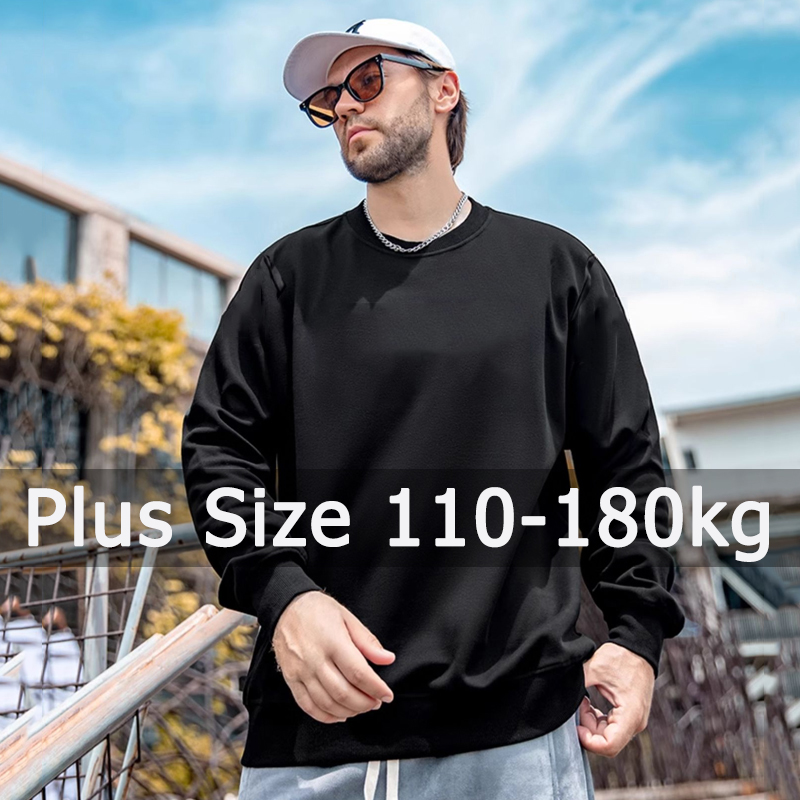 대형 탑 남성 플러스 사이즈 가을 풀오버 스웨터 6XL 7XL 110-180kg 남성 라운드 넥 긴 소매 인쇄 빅 사이즈 의류