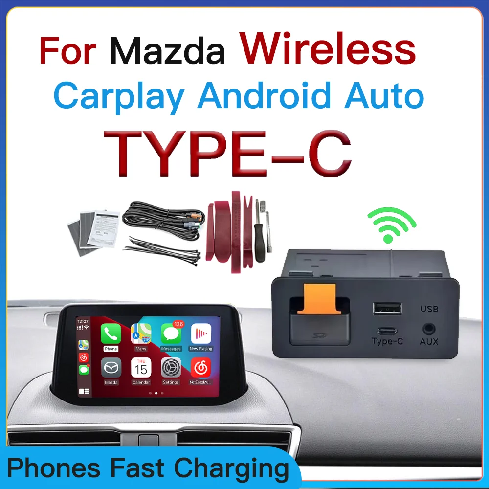 Adaptador inalámbrico tipo c CarPlay Android Auto UBS Hub OEM para reequipamiento Mazda 2 3 6 CX3 CX5 CX8 CX9 MX5 Demio Miata TK78669U0C Kit