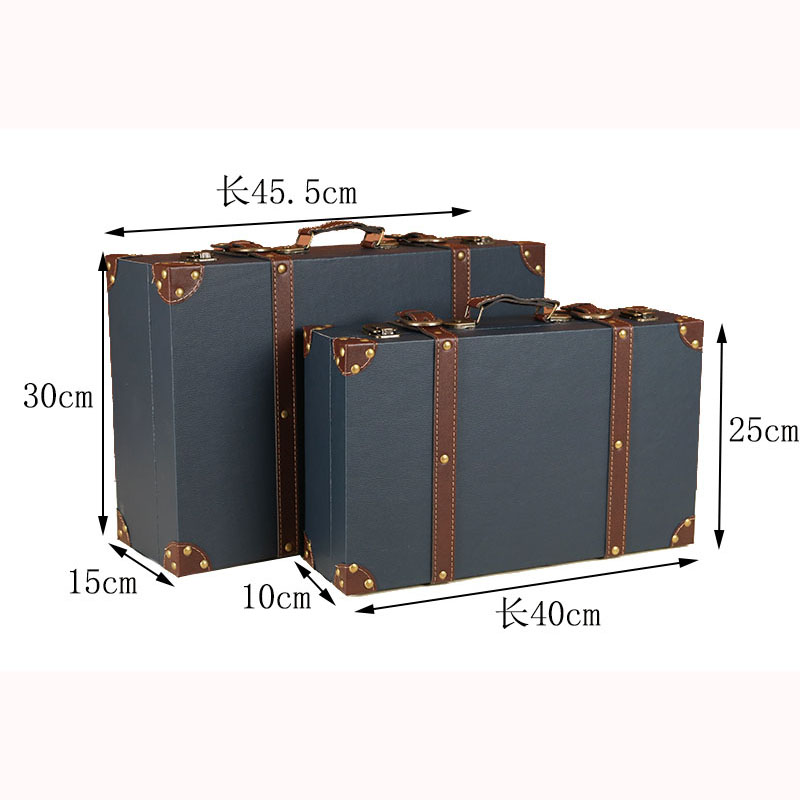 Customized Vintage Travel Suitcases Wood Bedroom Large Capacity Luggage Clothes Storage Organizers Boxes Old Props Decorative