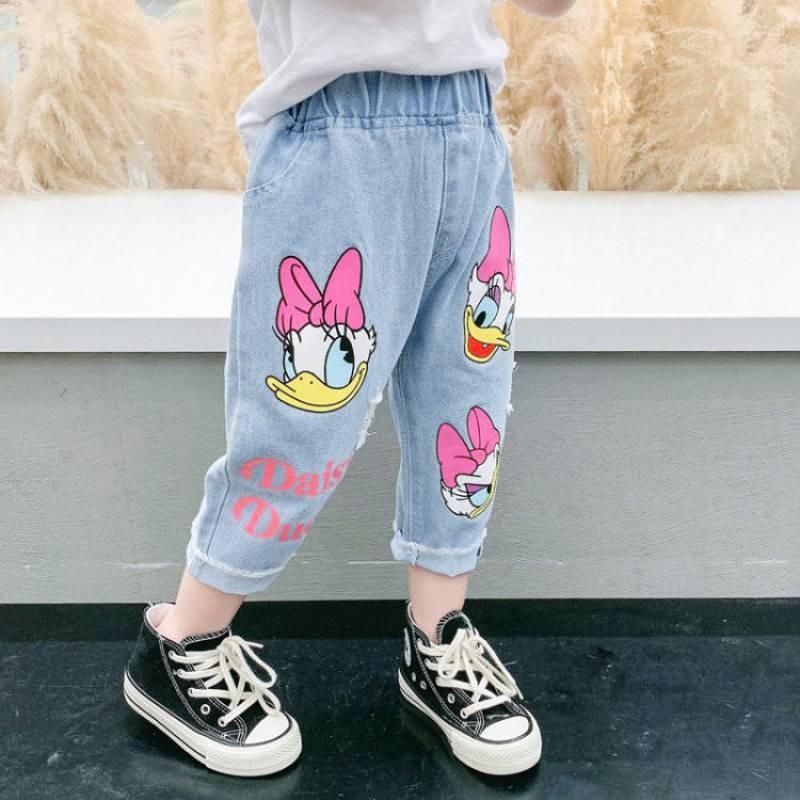 Primavera Verano niños dibujos animados Daisy Jeans finos niñas pantalones vaqueros sueltos niños moda Casual pantalones para 2-6 años